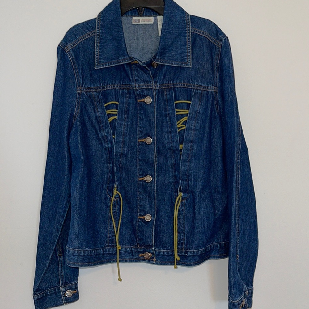 Faded Glory Women’s Blue w/Cord Design & Back Top Stone Wash Jacket Size…